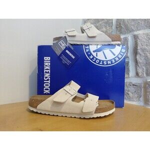 Birkenstock Arizona sandals Soft Footbed Suede Leather White Men's Size 7-7.5